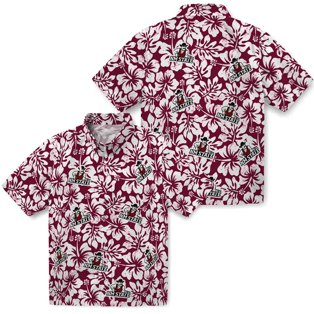 New Mexico State Aggies Hawaiian Shirt - Hibiscus Motif | Hula Hawaiian Shirts