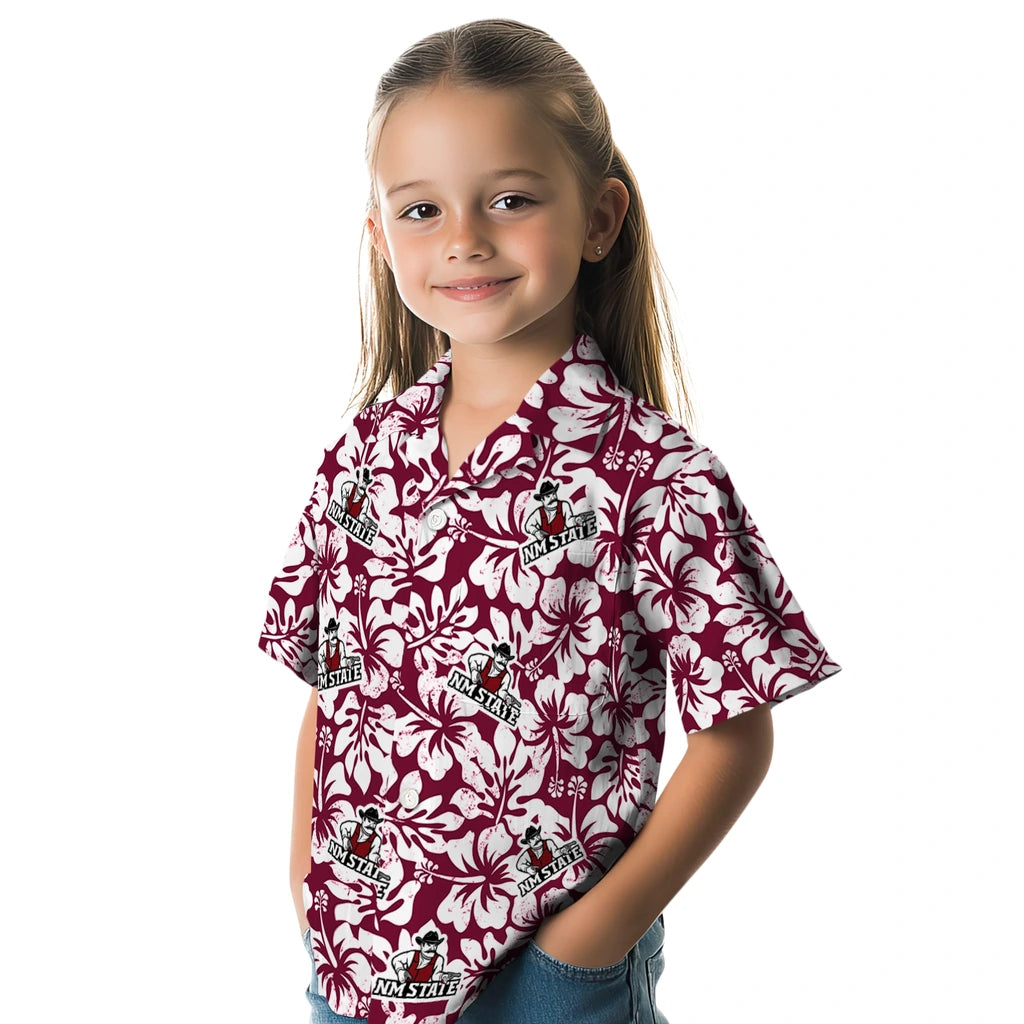 New Mexico State Aggies Hawaiian Shirt - Hibiscus Motif | Hula Hawaiian Shirts