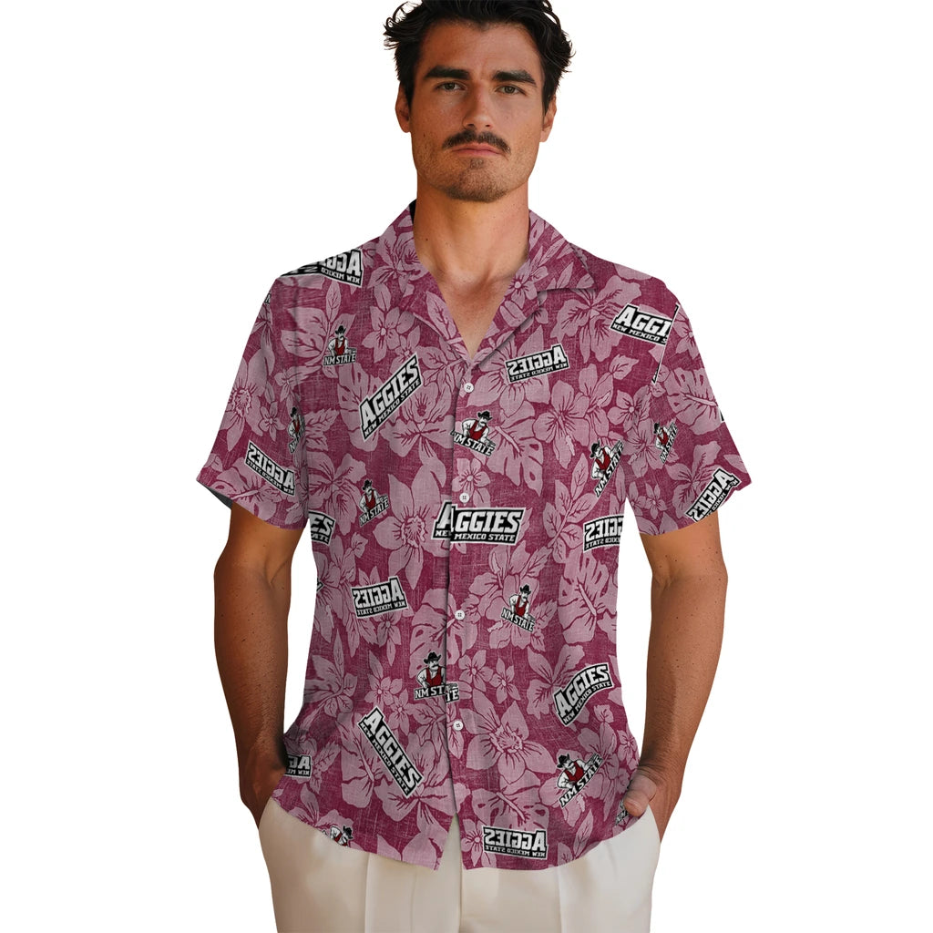 New Mexico State Aggies Hawaiian Shirt - Hibiscus Oasis | Hula Hawaiian Shirts