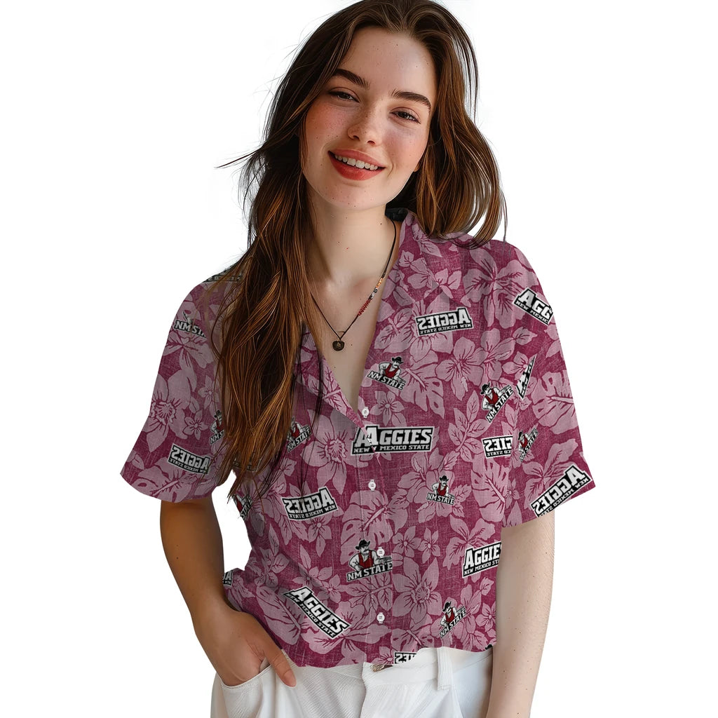 New Mexico State Aggies Hawaiian Shirt - Hibiscus Oasis | Hula Hawaiian Shirts