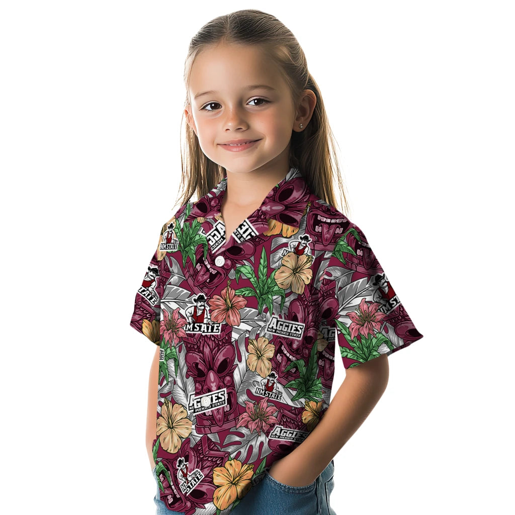 New Mexico State Aggies Hawaiian Shirt - Hibiscus Tiki Jungle | Hula Hawaiian Shirts