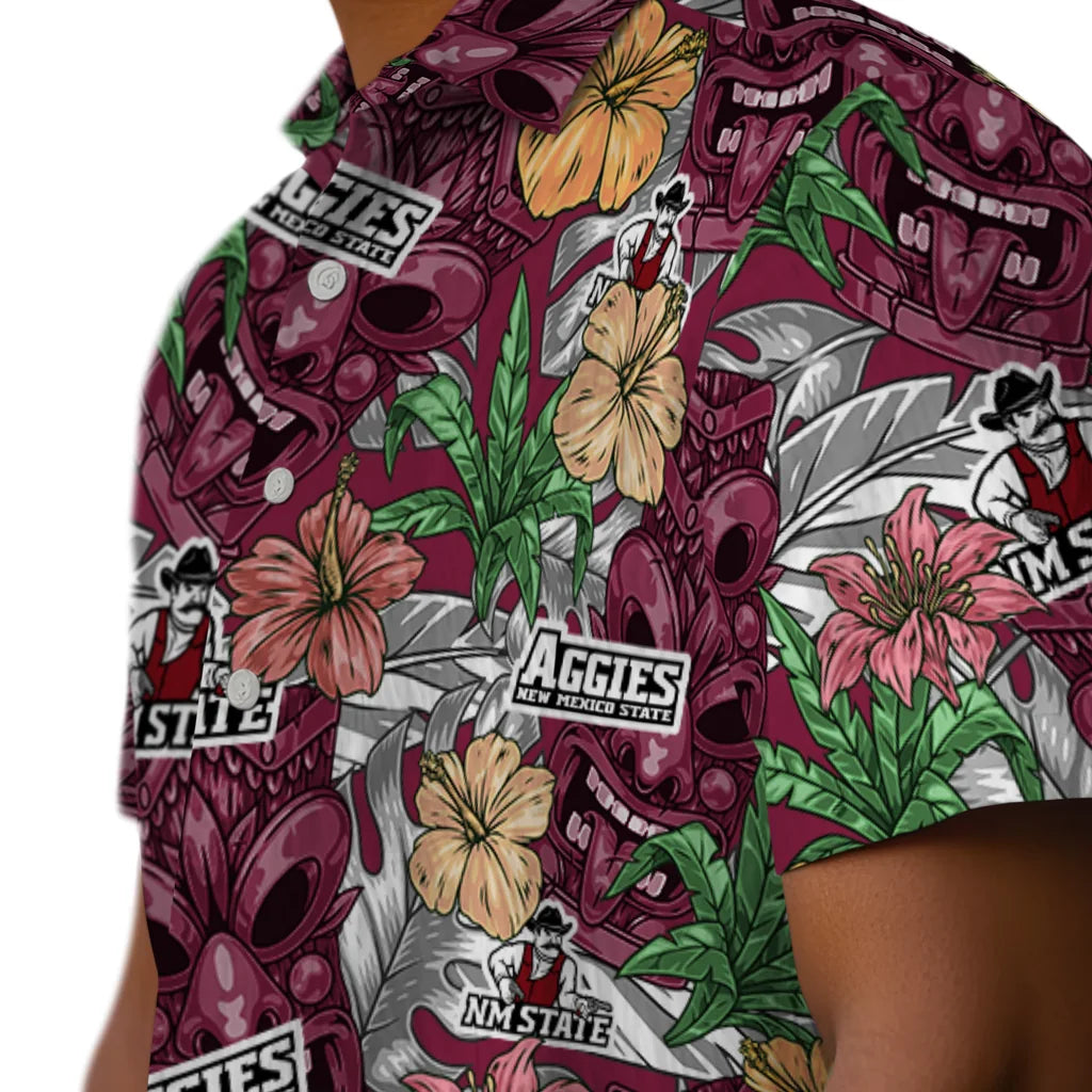 New Mexico State Aggies Hawaiian Shirt - Hibiscus Tiki Jungle | Hula Hawaiian Shirts