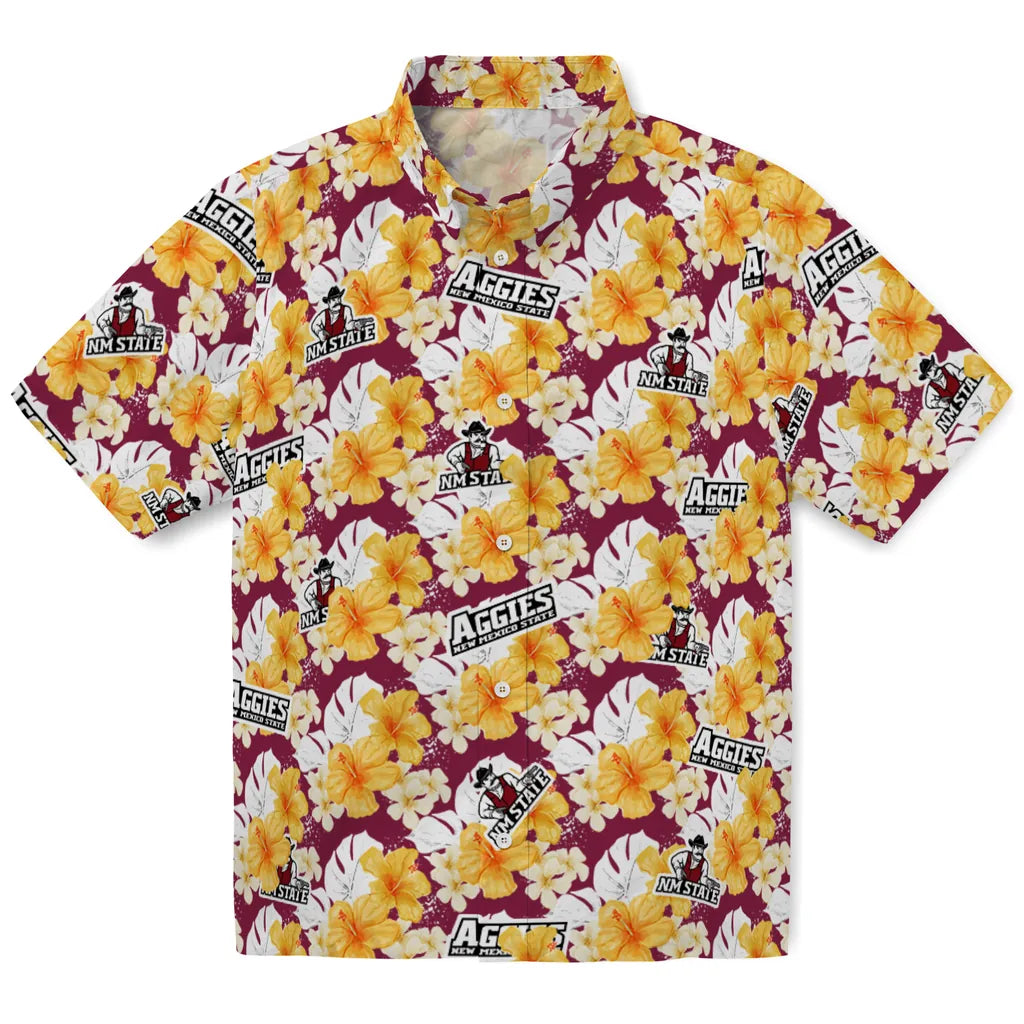 New Mexico State Aggies Hawaiian Shirt - Hibiscus Tropics | Hula Hawaiian Shirts