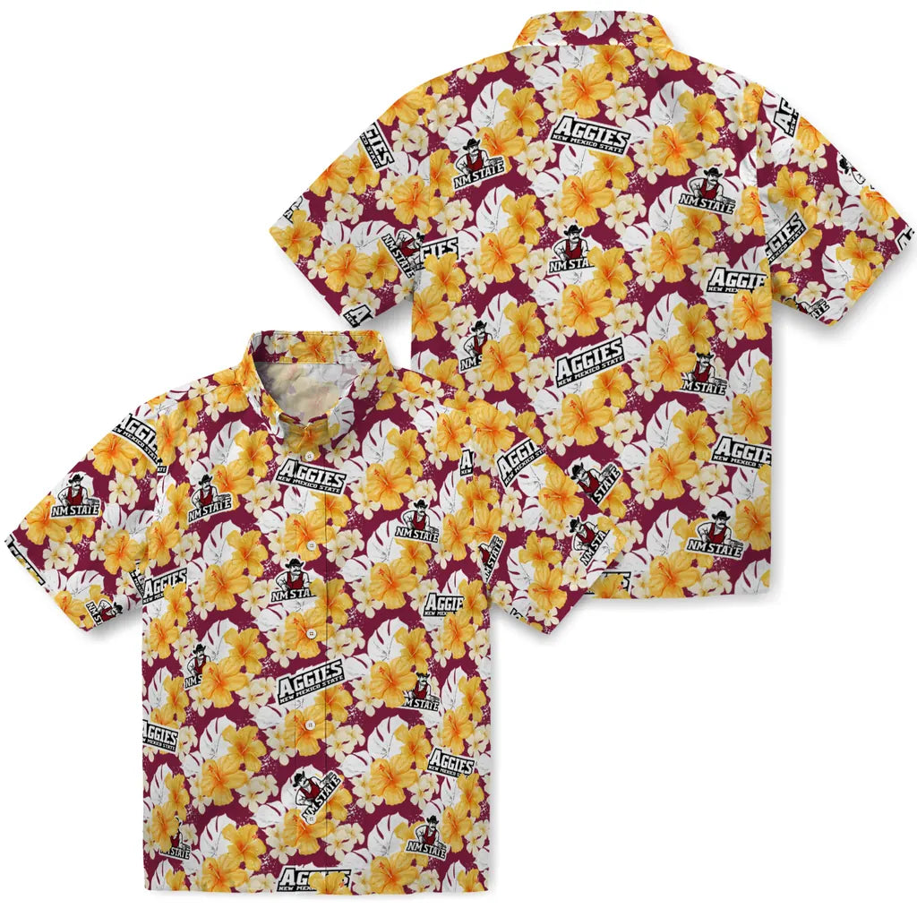 New Mexico State Aggies Hawaiian Shirt - Hibiscus Tropics | Hula Hawaiian Shirts