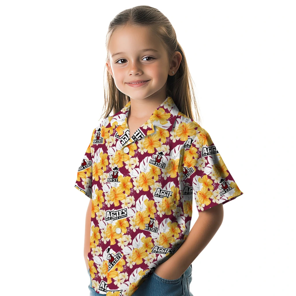 New Mexico State Aggies Hawaiian Shirt - Hibiscus Tropics | Hula Hawaiian Shirts