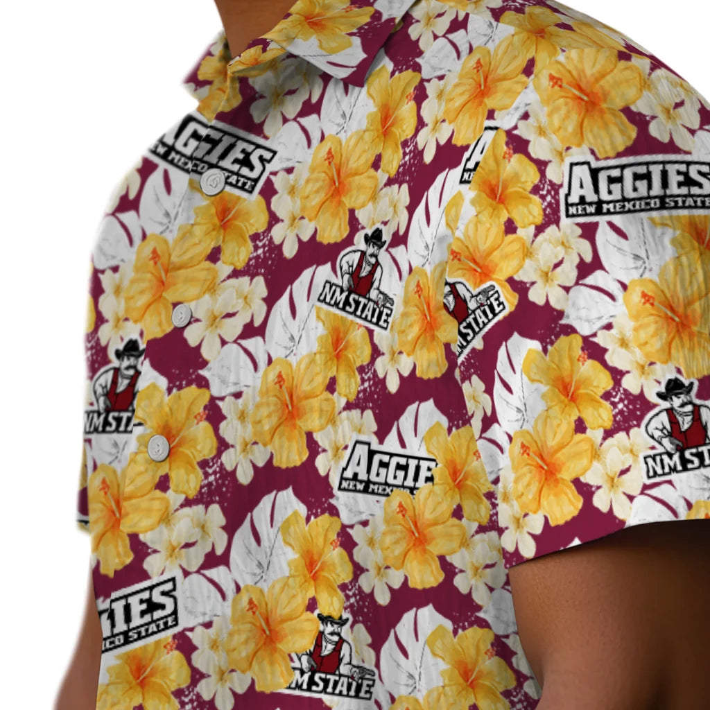 New Mexico State Aggies Hawaiian Shirt - Hibiscus Tropics | Hula Hawaiian Shirts