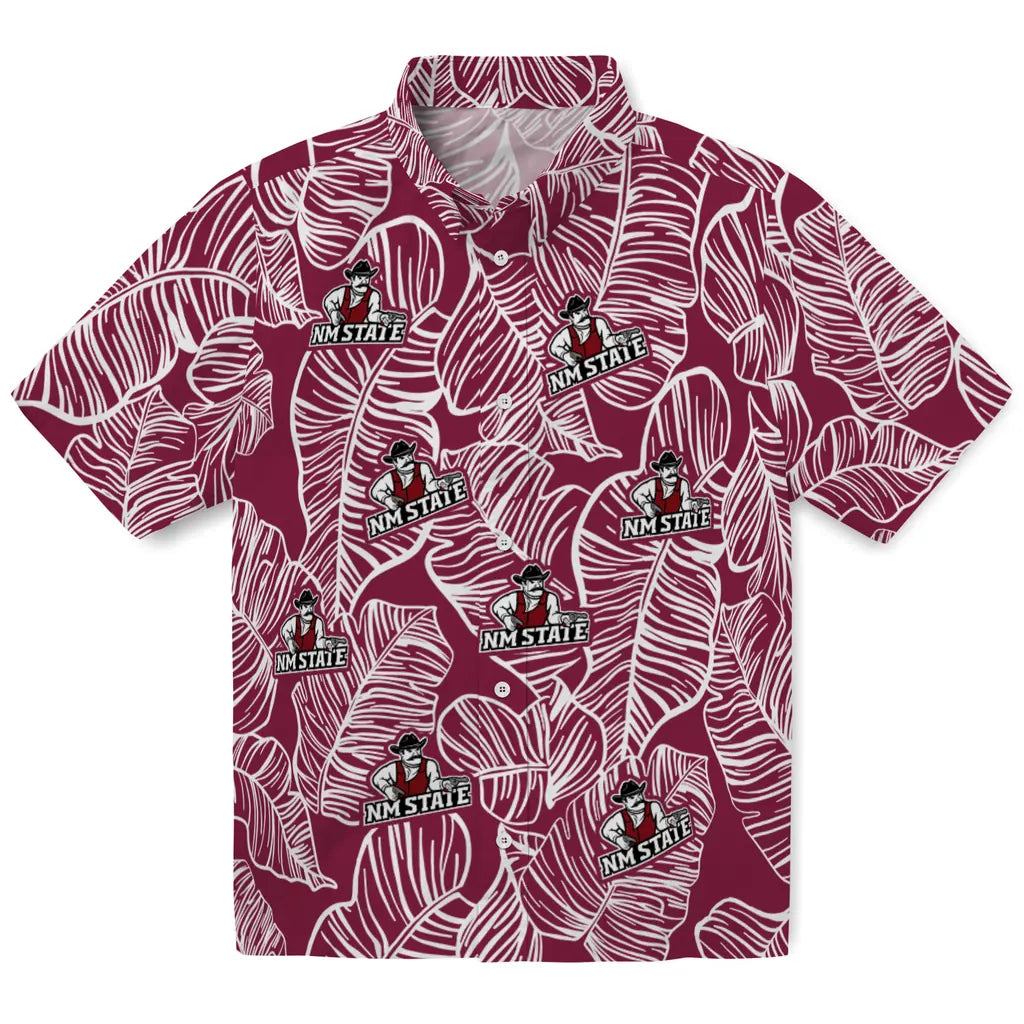 New Mexico State Aggies Hawaiian Shirt - Leaf Outline | Hula Hawaiian Shirts