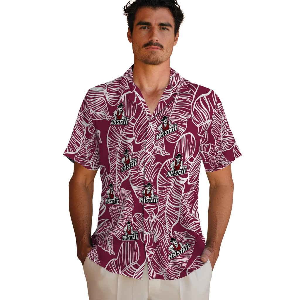 New Mexico State Aggies Hawaiian Shirt - Leaf Outline | Hula Hawaiian Shirts