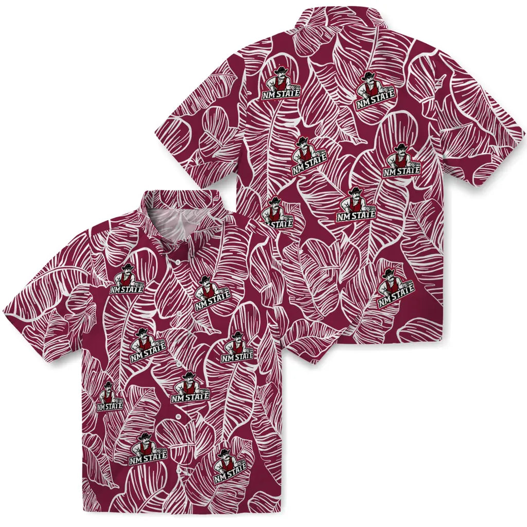 New Mexico State Aggies Hawaiian Shirt - Leaf Outline | Hula Hawaiian Shirts