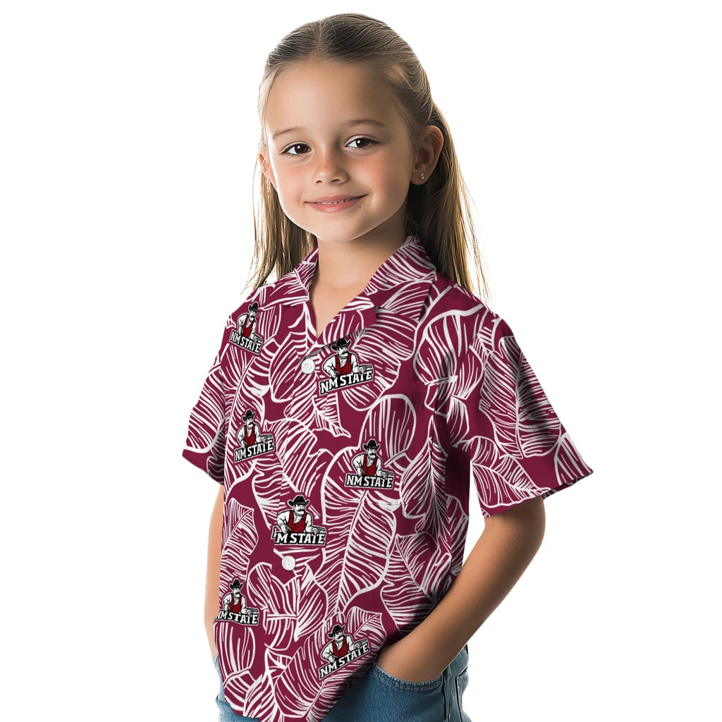 New Mexico State Aggies Hawaiian Shirt - Leaf Outline | Hula Hawaiian Shirts