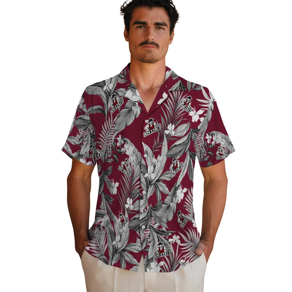 New Mexico State Aggies Hawaiian Shirt - Palm Leaves | Hula Hawaiian Shirts