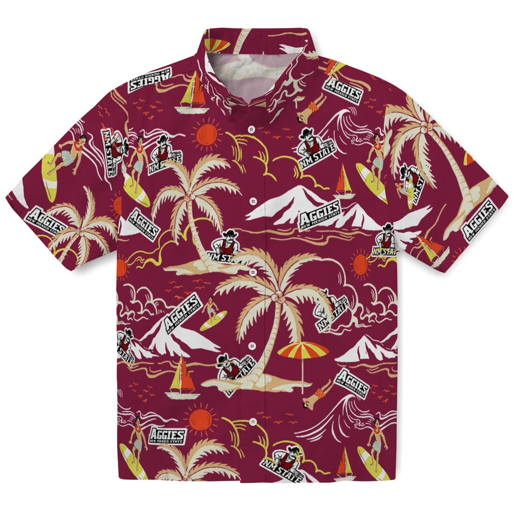 New Mexico State Aggies Hawaiian Shirt - Palm Tree Island | Hula Hawaiian Shirts