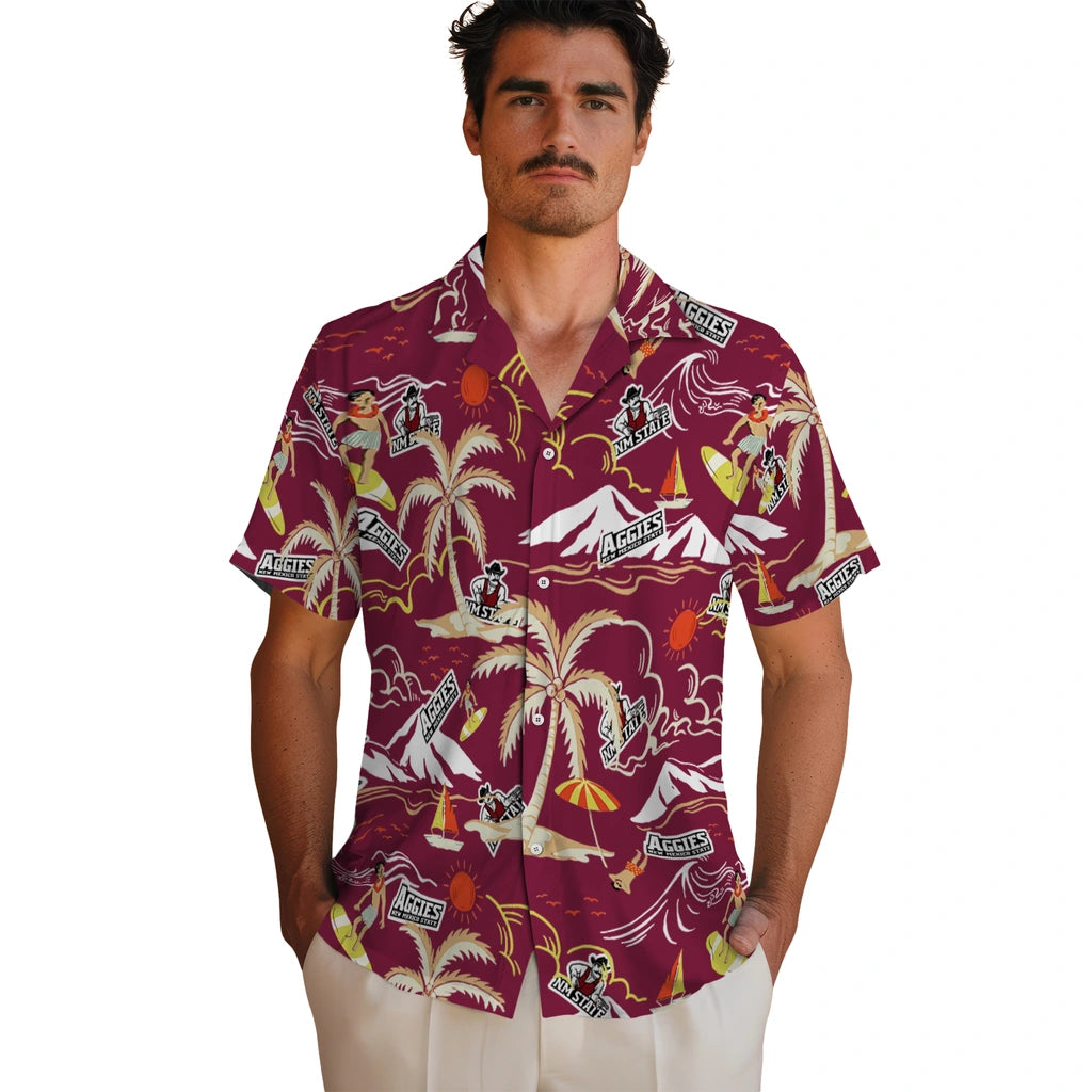 New Mexico State Aggies Hawaiian Shirt - Palm Tree Island | Hula Hawaiian Shirts