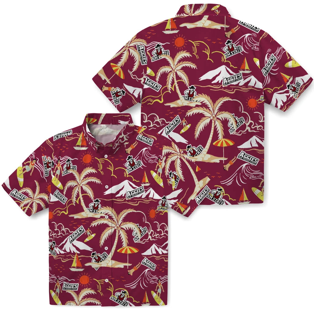 New Mexico State Aggies Hawaiian Shirt - Palm Tree Island | Hula Hawaiian Shirts