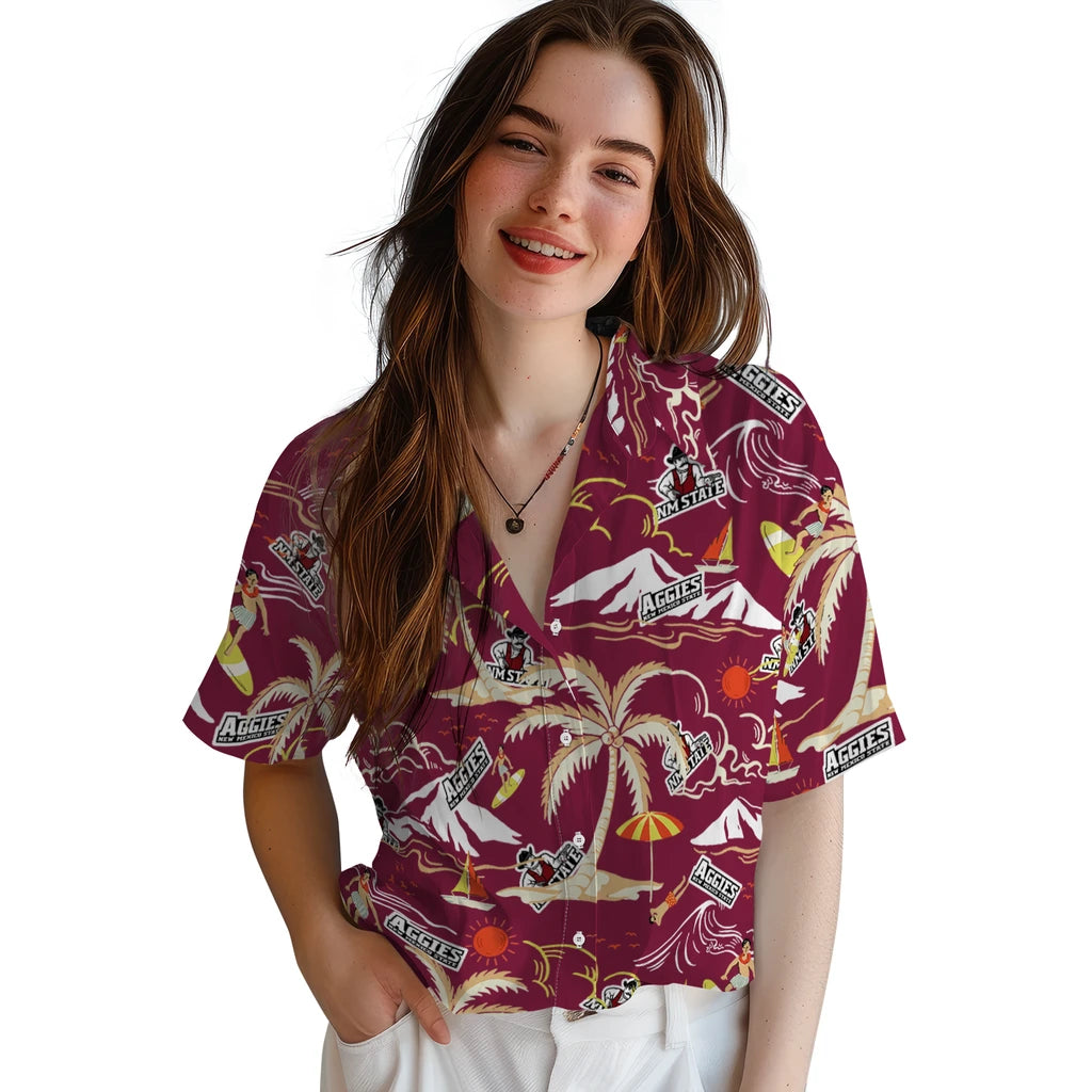 New Mexico State Aggies Hawaiian Shirt - Palm Tree Island | Hula Hawaiian Shirts