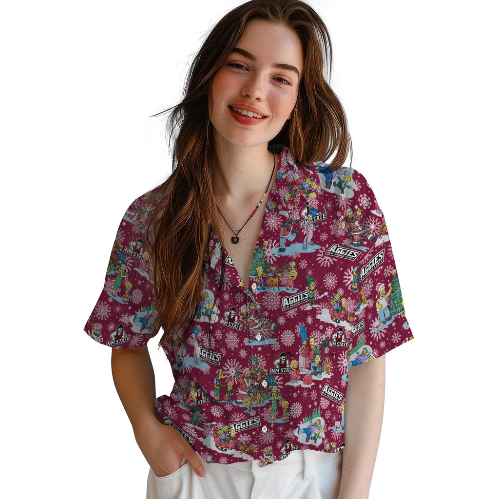 New Mexico State Aggies Hawaiian Shirt - Simpsons Christmas | Hula Hawaiian Shirts