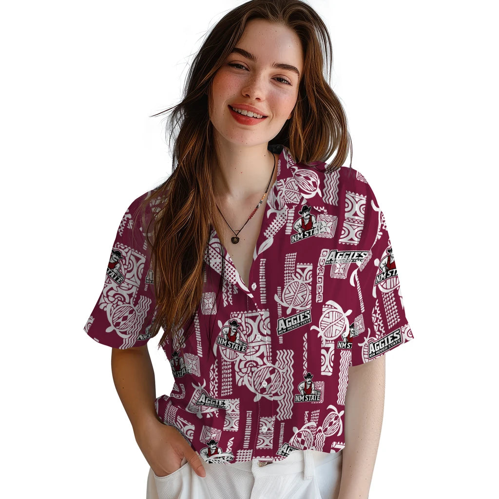 New Mexico State Aggies Hawaiian Shirt - Turtle Lines | Hula Hawaiian Shirts