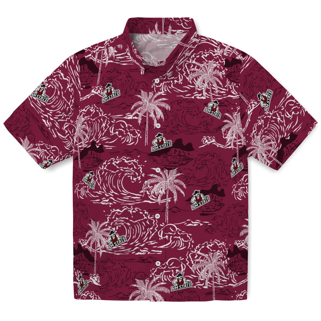 New Mexico State Aggies Hawaiian Shirt - Wave Palm | Hula Hawaiian Shirts