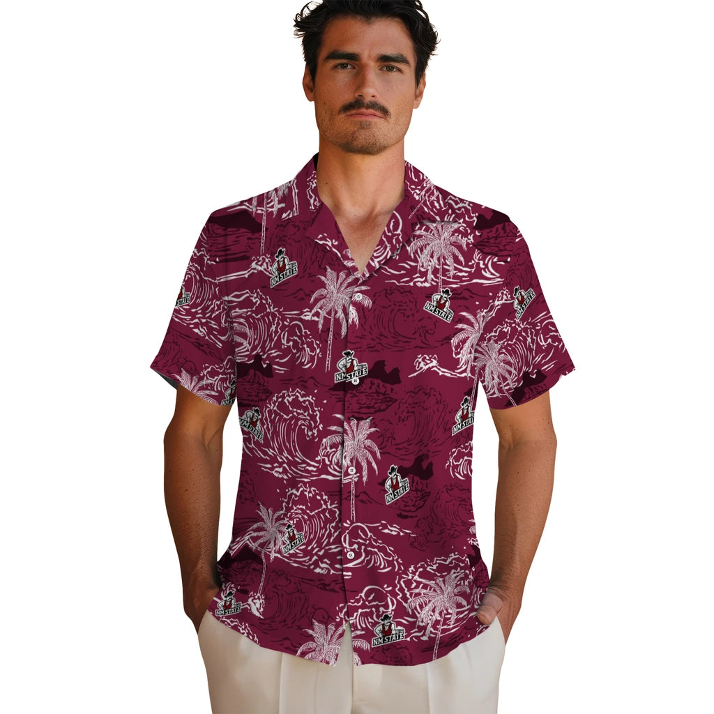 New Mexico State Aggies Hawaiian Shirt - Wave Palm | Hula Hawaiian Shirts