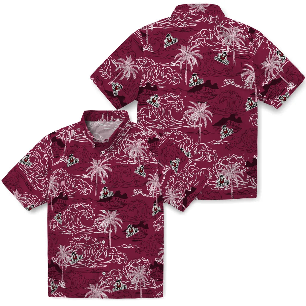 New Mexico State Aggies Hawaiian Shirt - Wave Palm | Hula Hawaiian Shirts