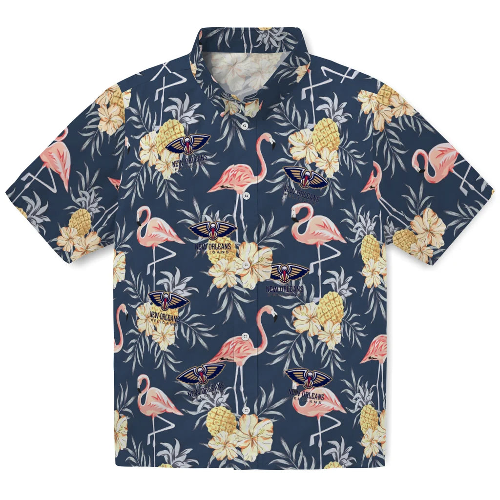 New Orleans Pelicans Hawaiian Shirt - Flamingo Hibiscus | Hula Hawaiian Shirts