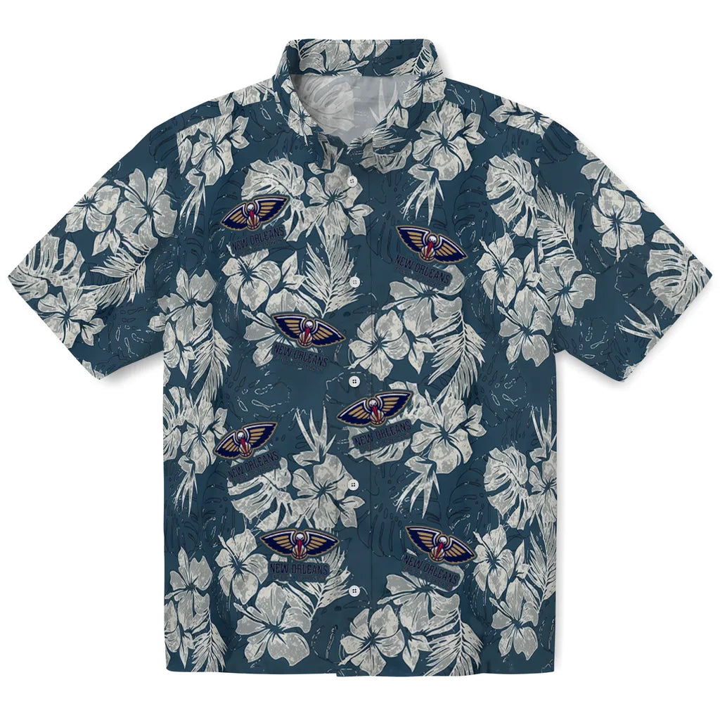 New Orleans Pelicans Hawaiian Shirt - Hibiscus Flowers | Hula Hawaiian Shirts