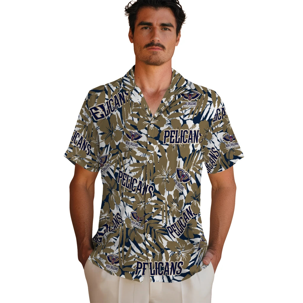 New Orleans Pelicans Hawaiian Shirt - Hibiscus Overlay | Hula Hawaiian Shirts
