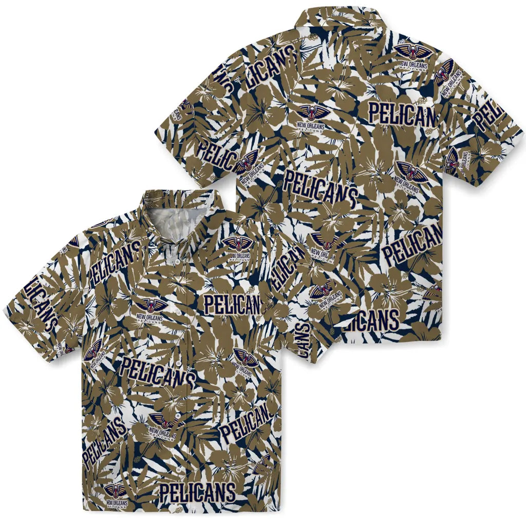 New Orleans Pelicans Hawaiian Shirt - Hibiscus Overlay | Hula Hawaiian Shirts