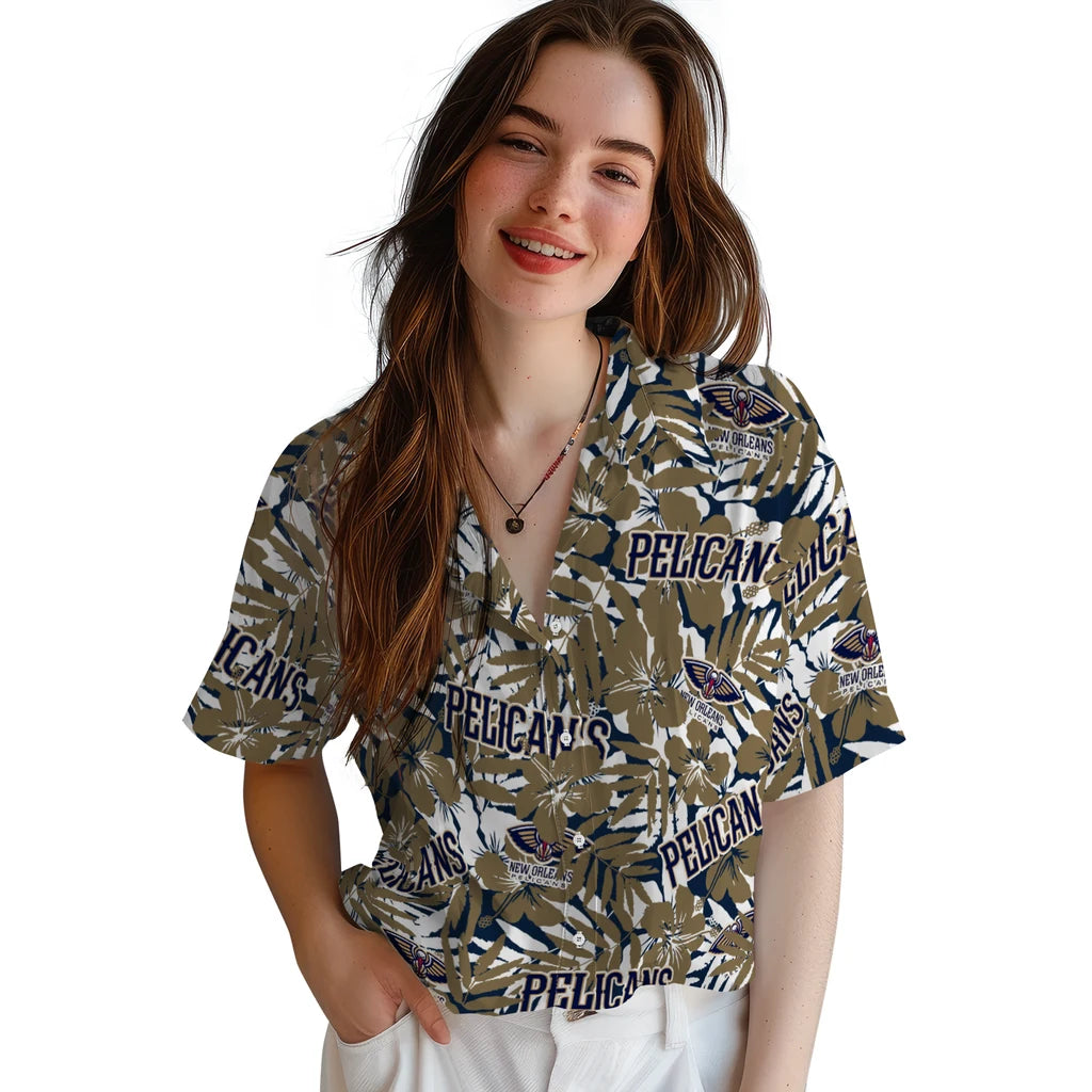 New Orleans Pelicans Hawaiian Shirt - Hibiscus Overlay | Hula Hawaiian Shirts