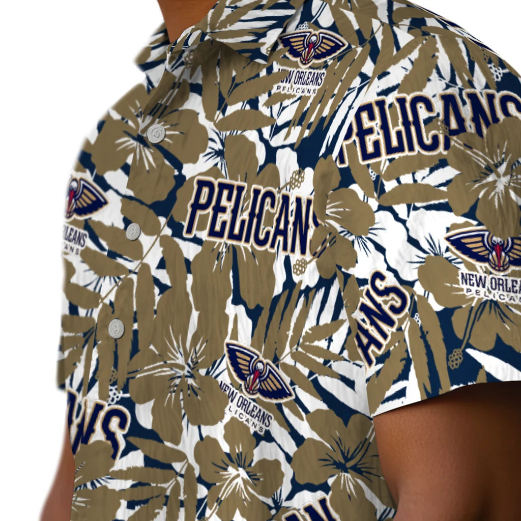 New Orleans Pelicans Hawaiian Shirt - Hibiscus Overlay | Hula Hawaiian Shirts