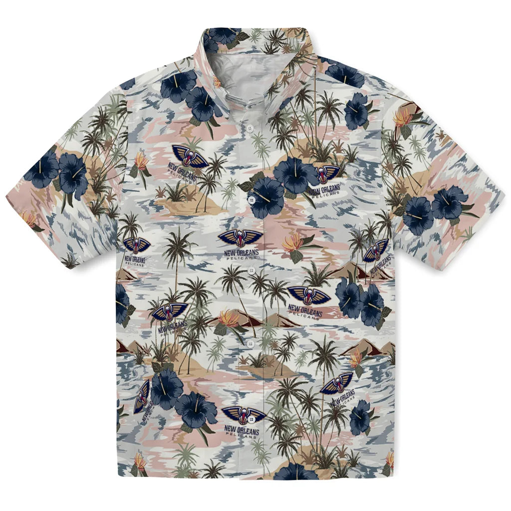 New Orleans Pelicans Hawaiian Shirt - Hibiscus Seaside | Hula Hawaiian Shirts