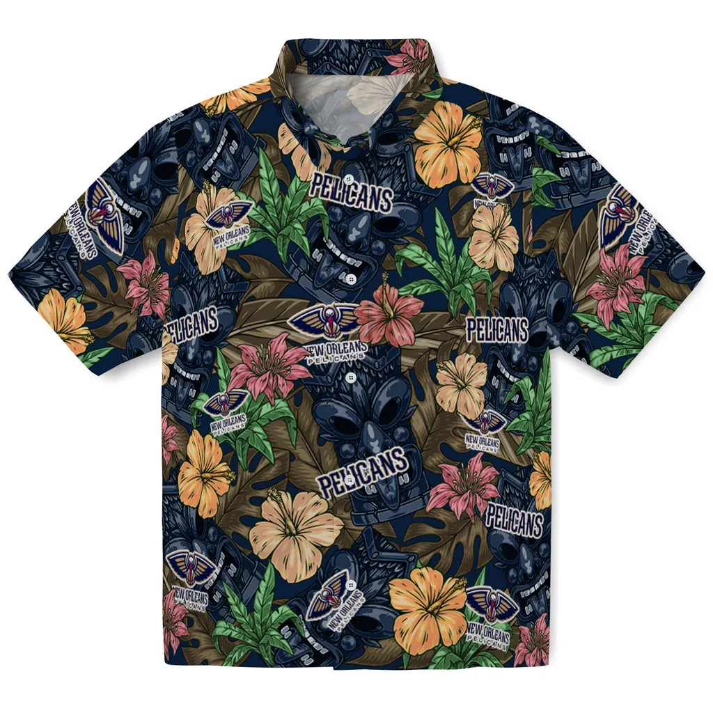 New Orleans Pelicans Hawaiian Shirt - Hibiscus Tiki Jungle | Hula Hawaiian Shirts