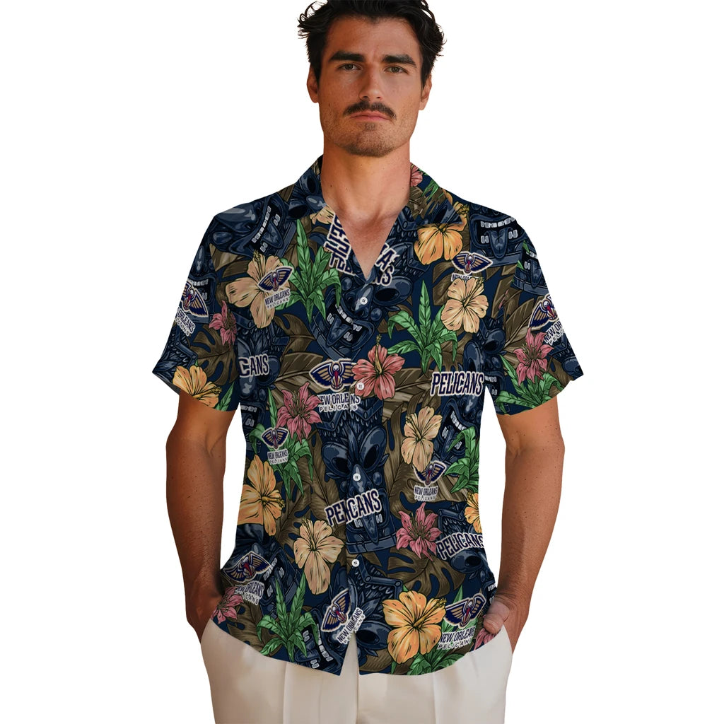New Orleans Pelicans Hawaiian Shirt - Hibiscus Tiki Jungle | Hula Hawaiian Shirts