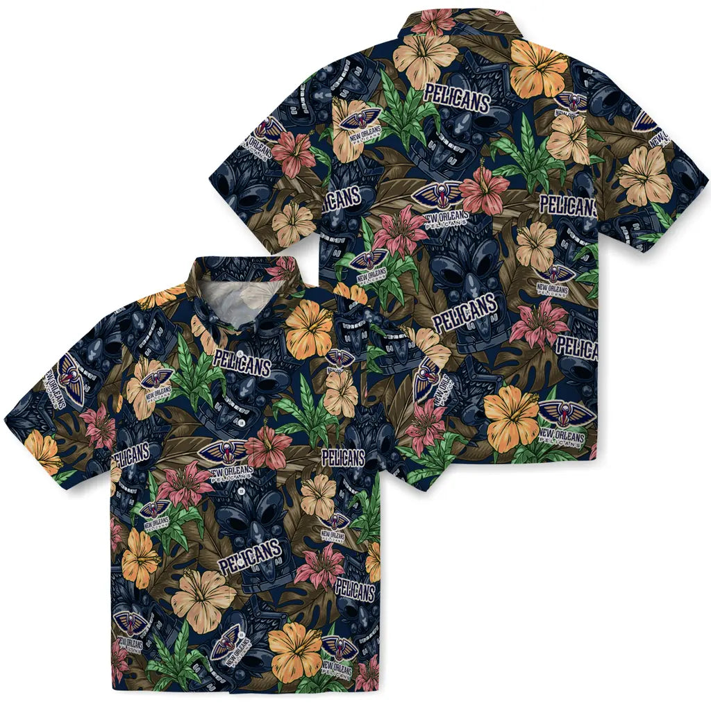 New Orleans Pelicans Hawaiian Shirt - Hibiscus Tiki Jungle | Hula Hawaiian Shirts