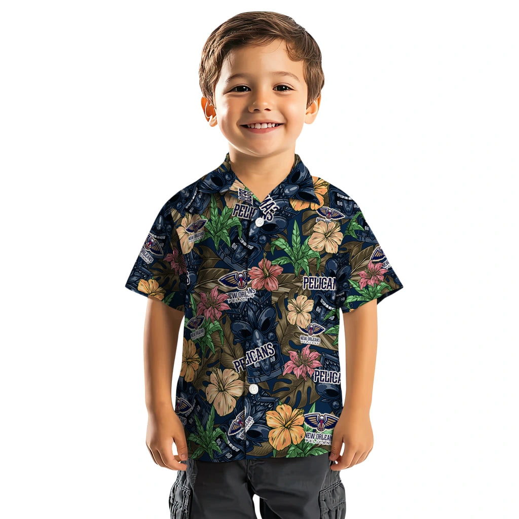 New Orleans Pelicans Hawaiian Shirt - Hibiscus Tiki Jungle | Hula Hawaiian Shirts