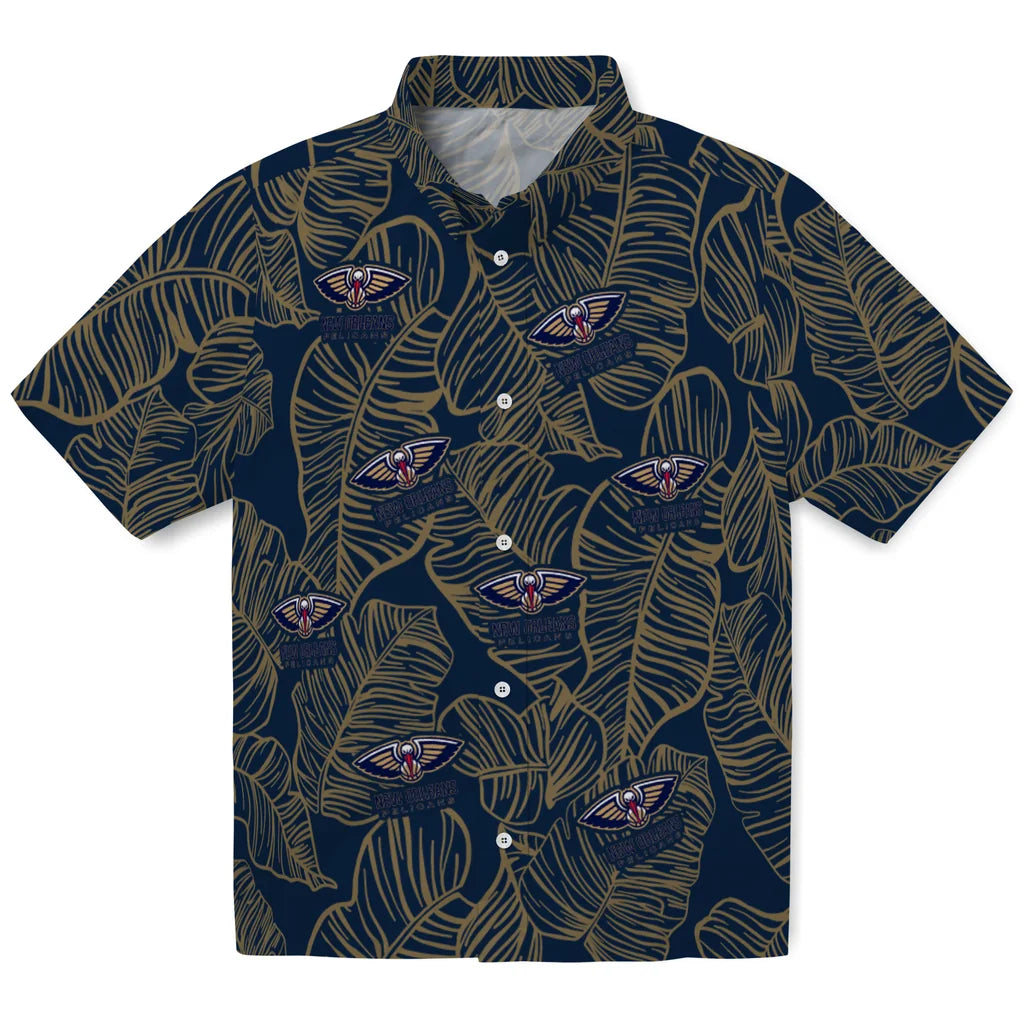 New Orleans Pelicans Hawaiian Shirt - Leaf Outline | Hula Hawaiian Shirts