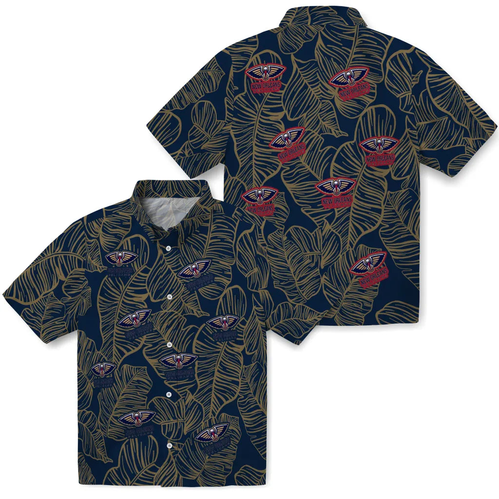 New Orleans Pelicans Hawaiian Shirt - Leaf Outline | Hula Hawaiian Shirts