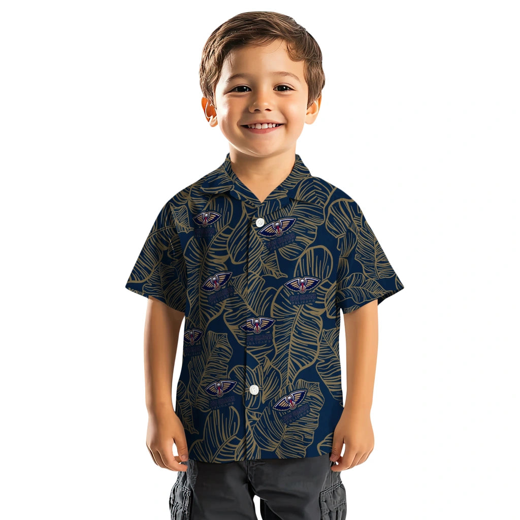 New Orleans Pelicans Hawaiian Shirt - Leaf Outline | Hula Hawaiian Shirts