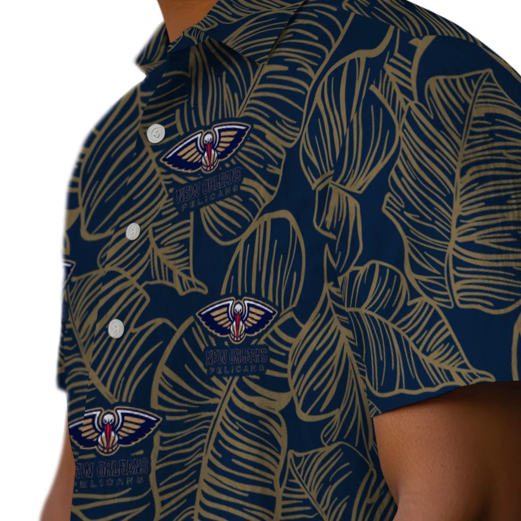 New Orleans Pelicans Hawaiian Shirt - Leaf Outline | Hula Hawaiian Shirts