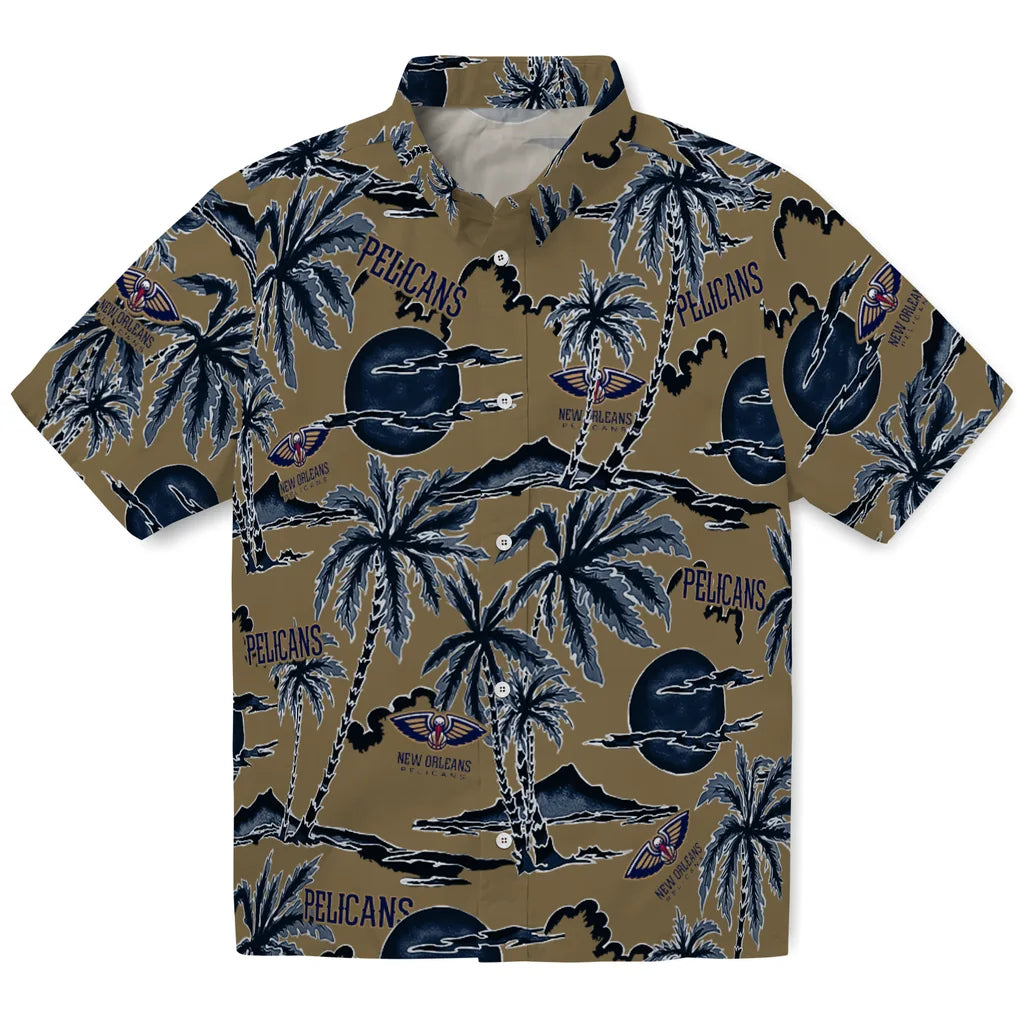 New Orleans Pelicans Hawaiian Shirt - Palm Sunset | Hula Hawaiian Shirts