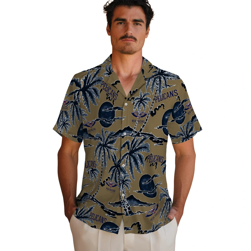 New Orleans Pelicans Hawaiian Shirt - Palm Sunset | Hula Hawaiian Shirts