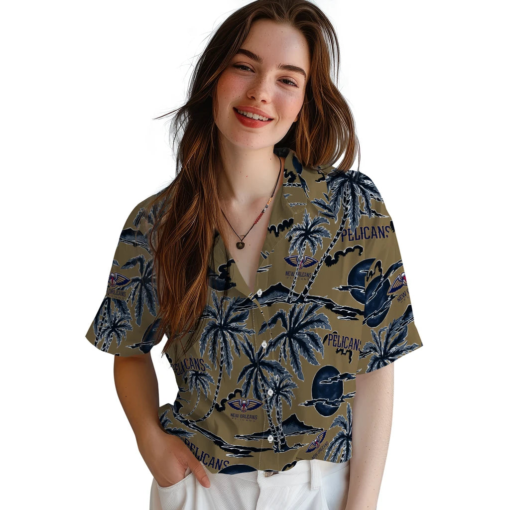 New Orleans Pelicans Hawaiian Shirt - Palm Sunset | Hula Hawaiian Shirts
