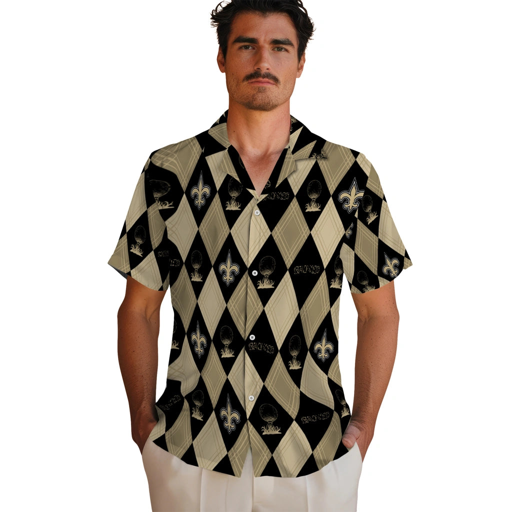 New Orleans Saints Hawaiian Shirt - Golfing Plaid | Hula Hawaiian Shirts