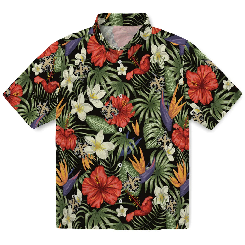 New Orleans Saints Hawaiian Shirt - Hawaii Floral Hibiscus | Hula Hawaiian Shirts
