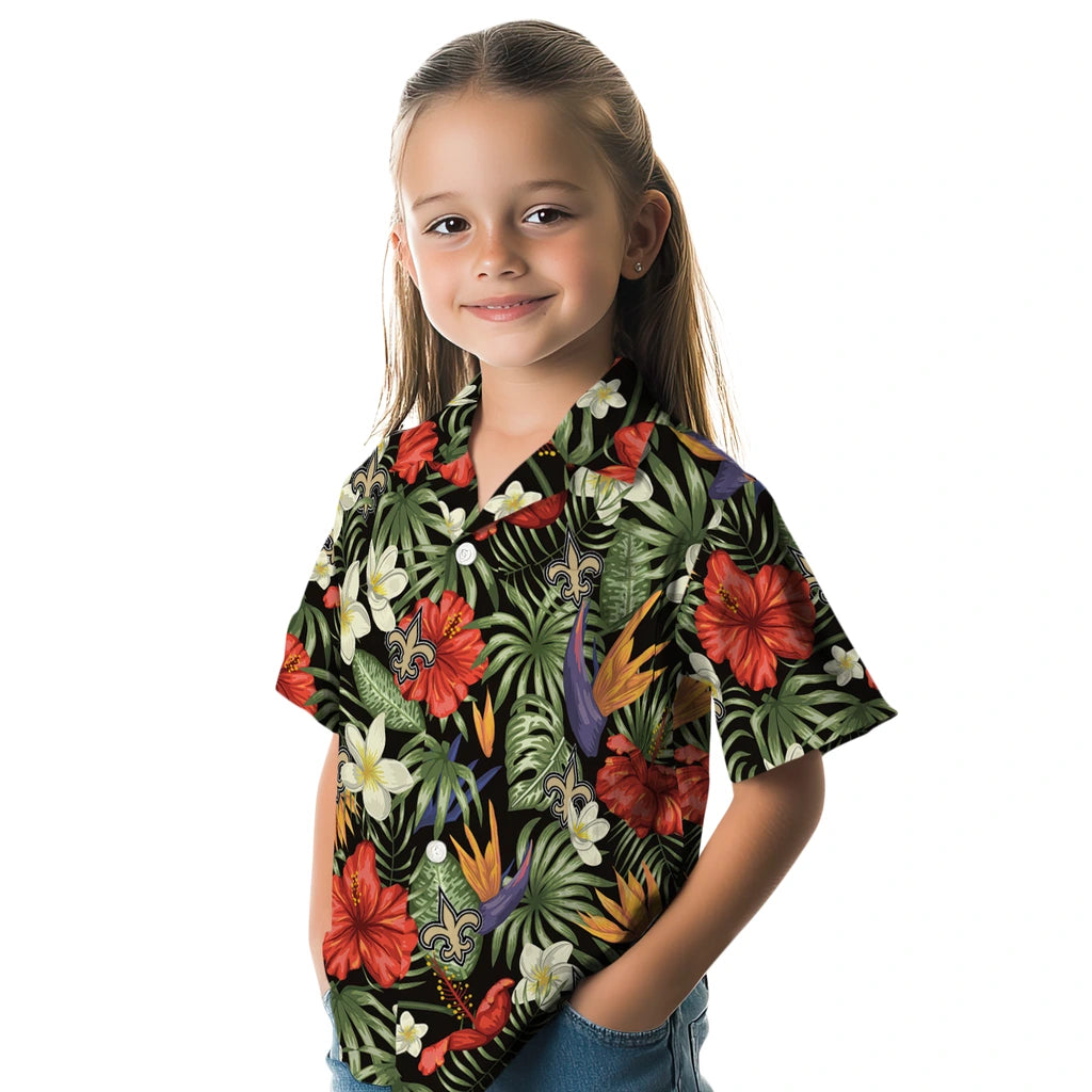 New Orleans Saints Hawaiian Shirt - Hawaii Floral Hibiscus | Hula Hawaiian Shirts