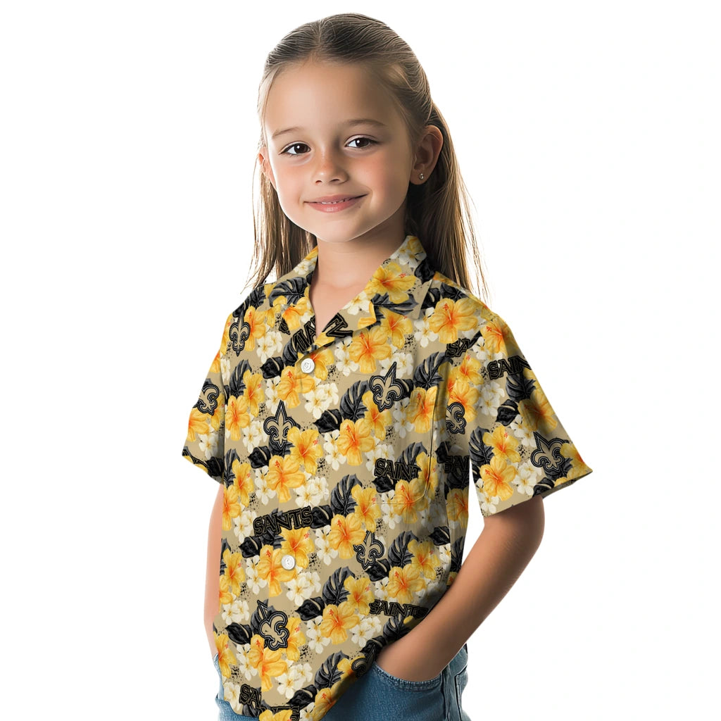 New Orleans Saints Hawaiian Shirt - Hibiscus Tropics | Hula Hawaiian Shirts