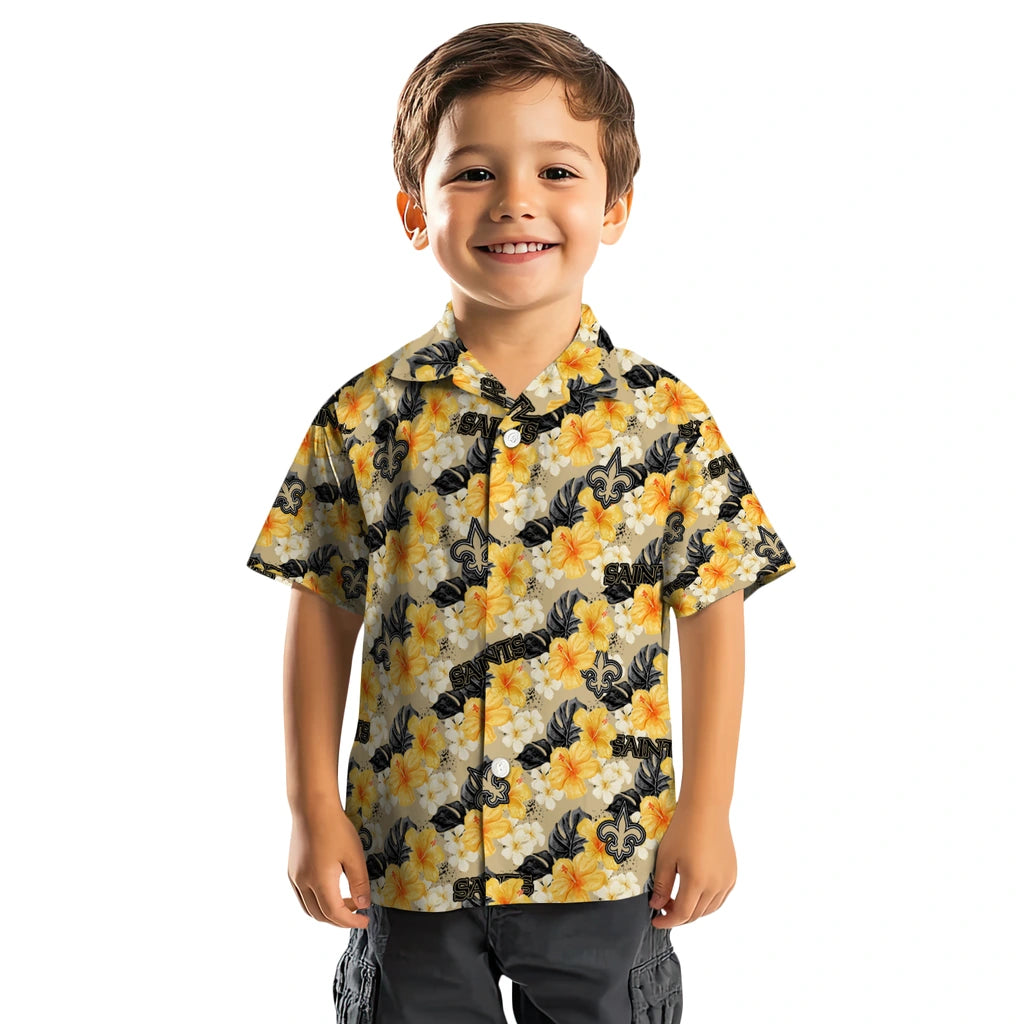 New Orleans Saints Hawaiian Shirt - Hibiscus Tropics | Hula Hawaiian Shirts