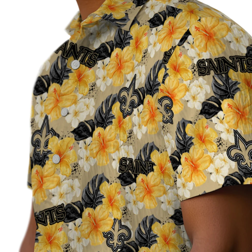 New Orleans Saints Hawaiian Shirt - Hibiscus Tropics | Hula Hawaiian Shirts