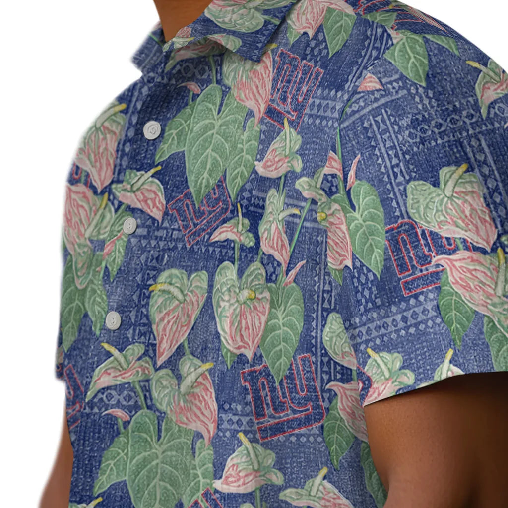 New York Giants Hawaiian Shirt - Anthurium Overlay | Hula Hawaiian Shirts