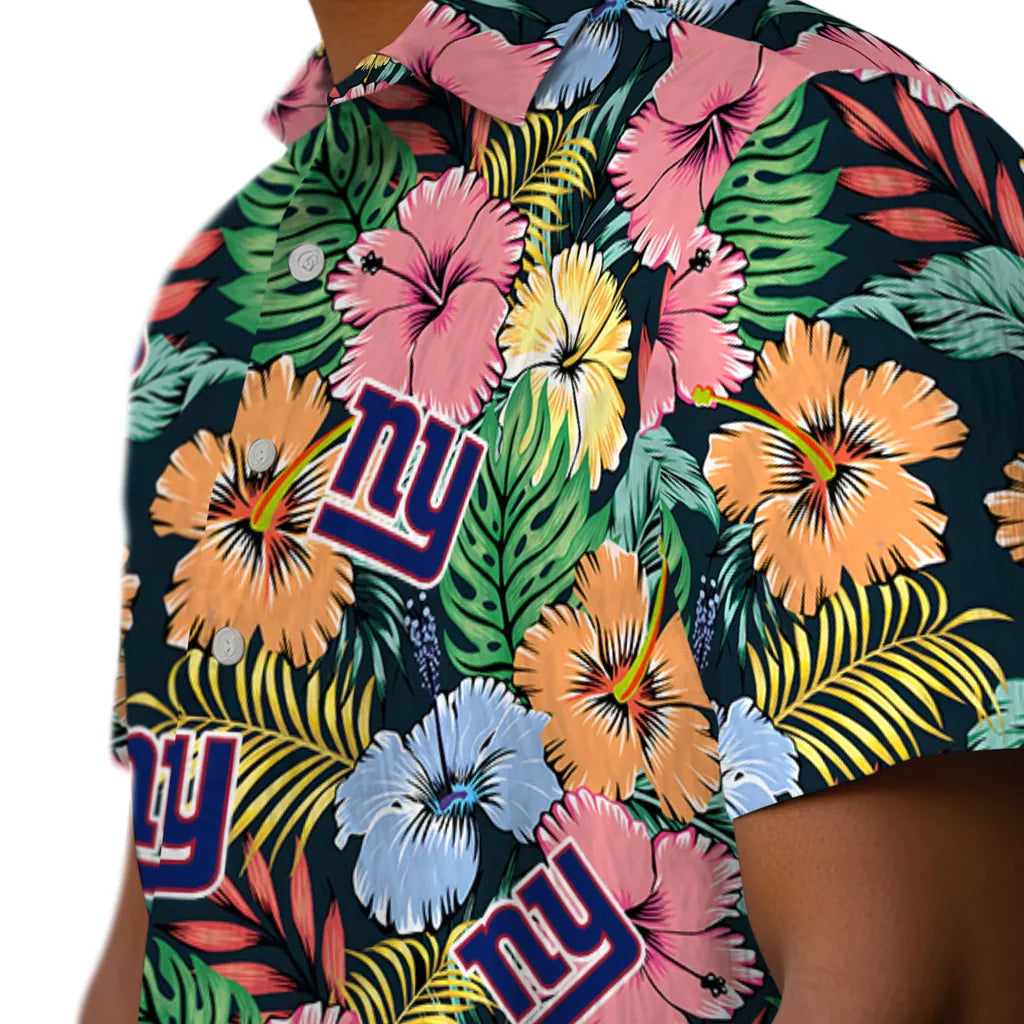 New York Giants Hawaiian Shirt - Brilliant Hibiscus Garden | Hula Hawaiian Shirts